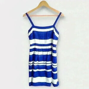 Ann Taylor LOFT Women's 2P Blue White Striped Spaghetti Strap Sleeveless Dress